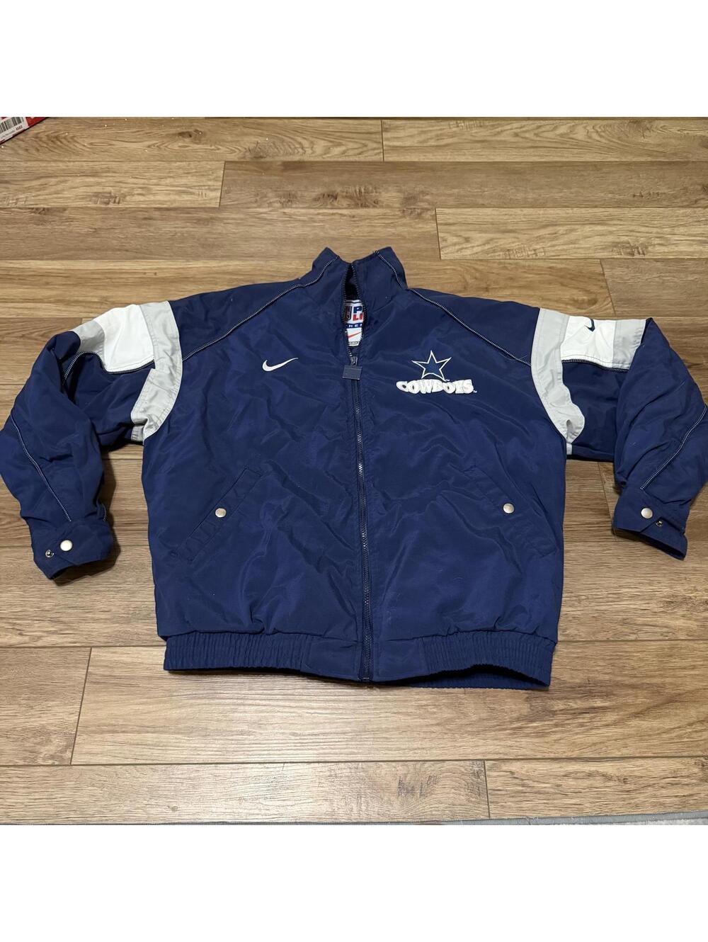 Vtg 90s Nike Pro Line Dallas Cowboys Puffer Jacket Mens Medium Blue No Hood